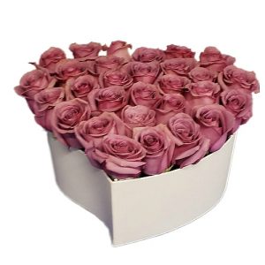 Pink roses bouquet with heart form
