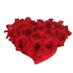 Red roses bouquet with heart form