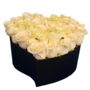 White roses bouquet with heart form