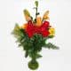 Vase Bouquet with 4 Roses, 1 Lily, 2 Gerberas