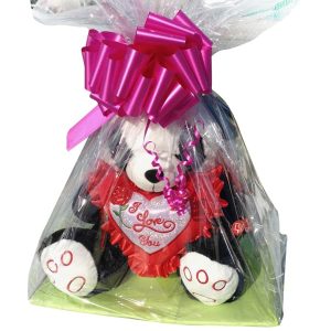 Panda teddy bear with a heart that said Love You