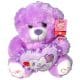 Light purple teddy bear with a heart that said Love You
