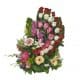 Basket bouquet with 25 Roses, 3 Lilies, 2 Orchids, 4 Gerberas, 3 Stalks and Tilips