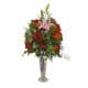 Long elegant vessel bouquet with 12 Roses, 8 Gerberas, 5 Orchids, 3 Lilies