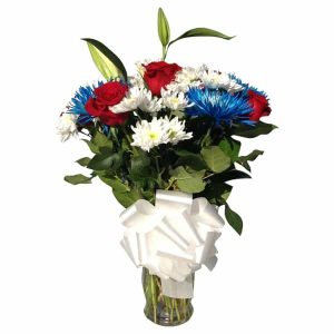 Flower vessels with 6 Roses, 6 Cushions, 4 Spiders, 1 Lily, Lemon Leaves, Baby Bread
