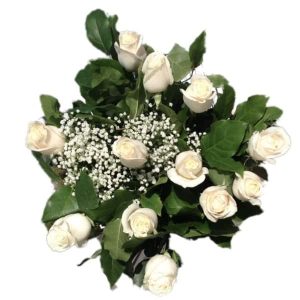 12 white roses bouquet