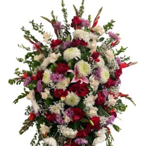 Funeral Arrangement RED WHITE PURPLE AND GREEN