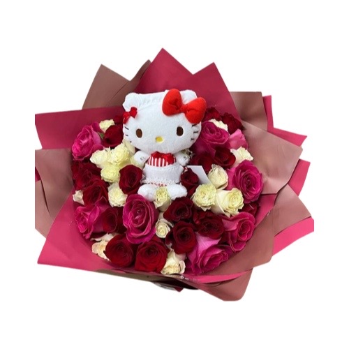 Hello Kitty toy and roses