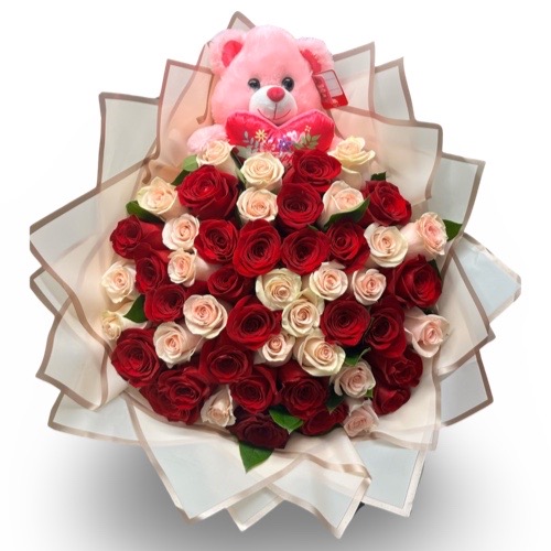 Roses bouquet with Teddy Bear